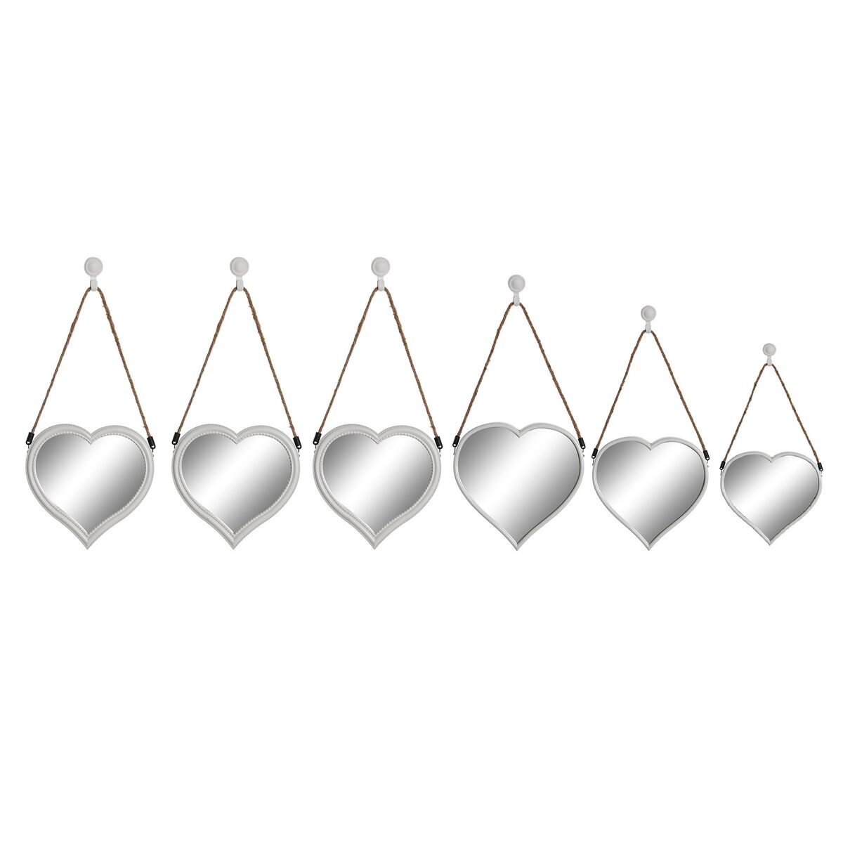 Mirror Set DKD Home Decor Scandi Crystal White polypropylene (26 x 3 x 26 cm) (2 Units)
