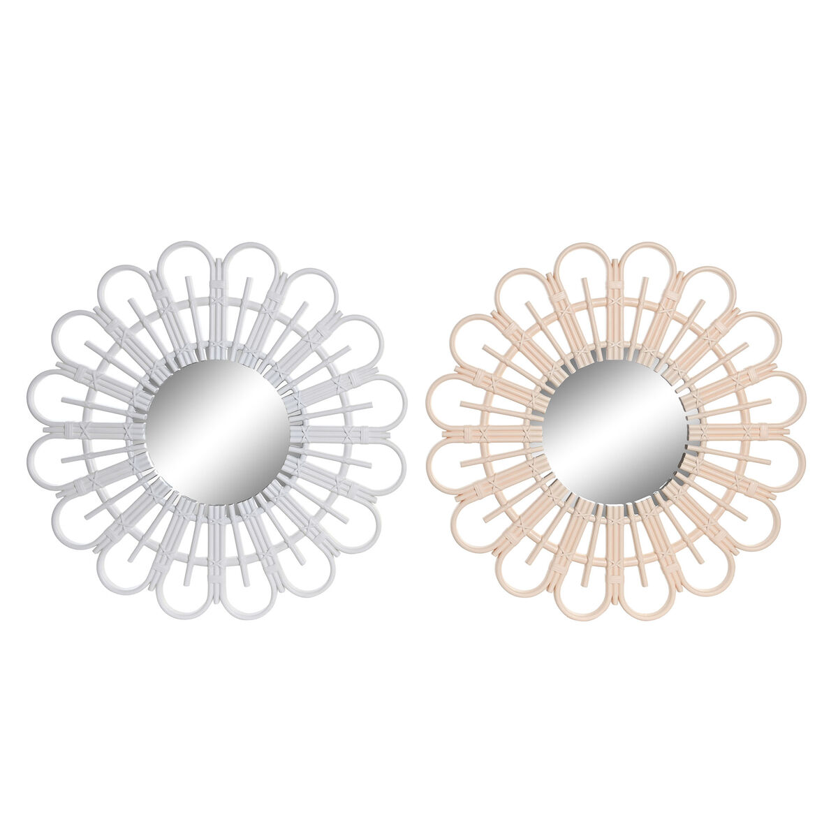Wall mirror DKD Home Decor Scandi Crystal Natural White polypropylene (50 x 2,5 x 50 cm) (2 Units)