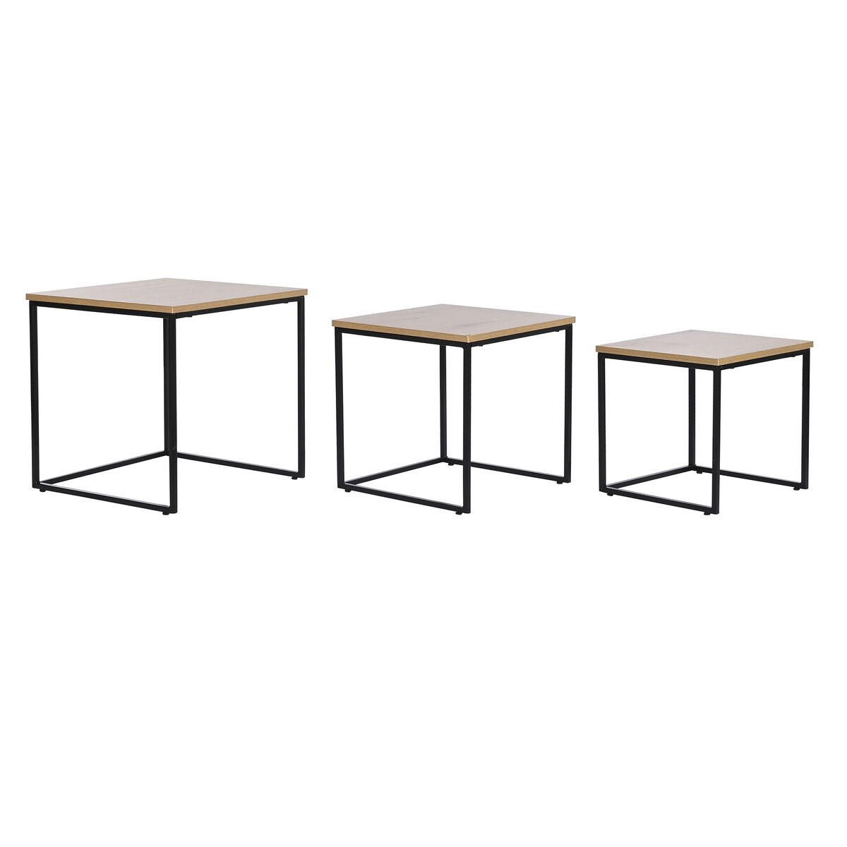 Set of 3 tables DKD Home Decor Black Metal 45 x 45 x 45 cm MDF Wood