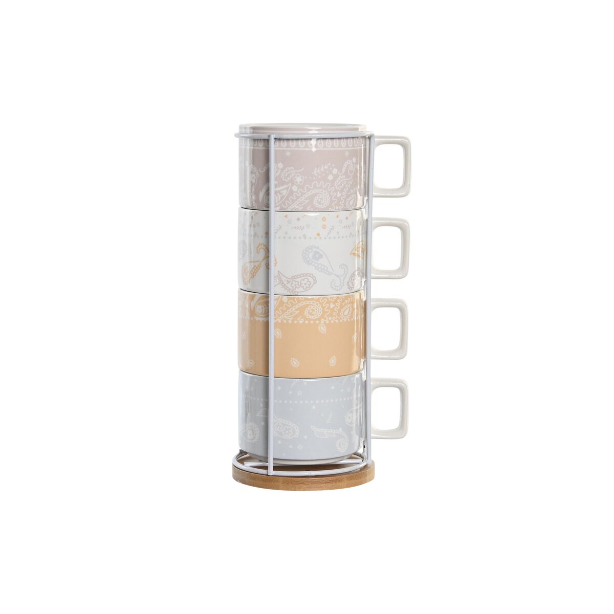 Piece Coffee Cup Set DKD Home Decor Yellow Blue White Red Metal Bamboo Dolomite 260 ml