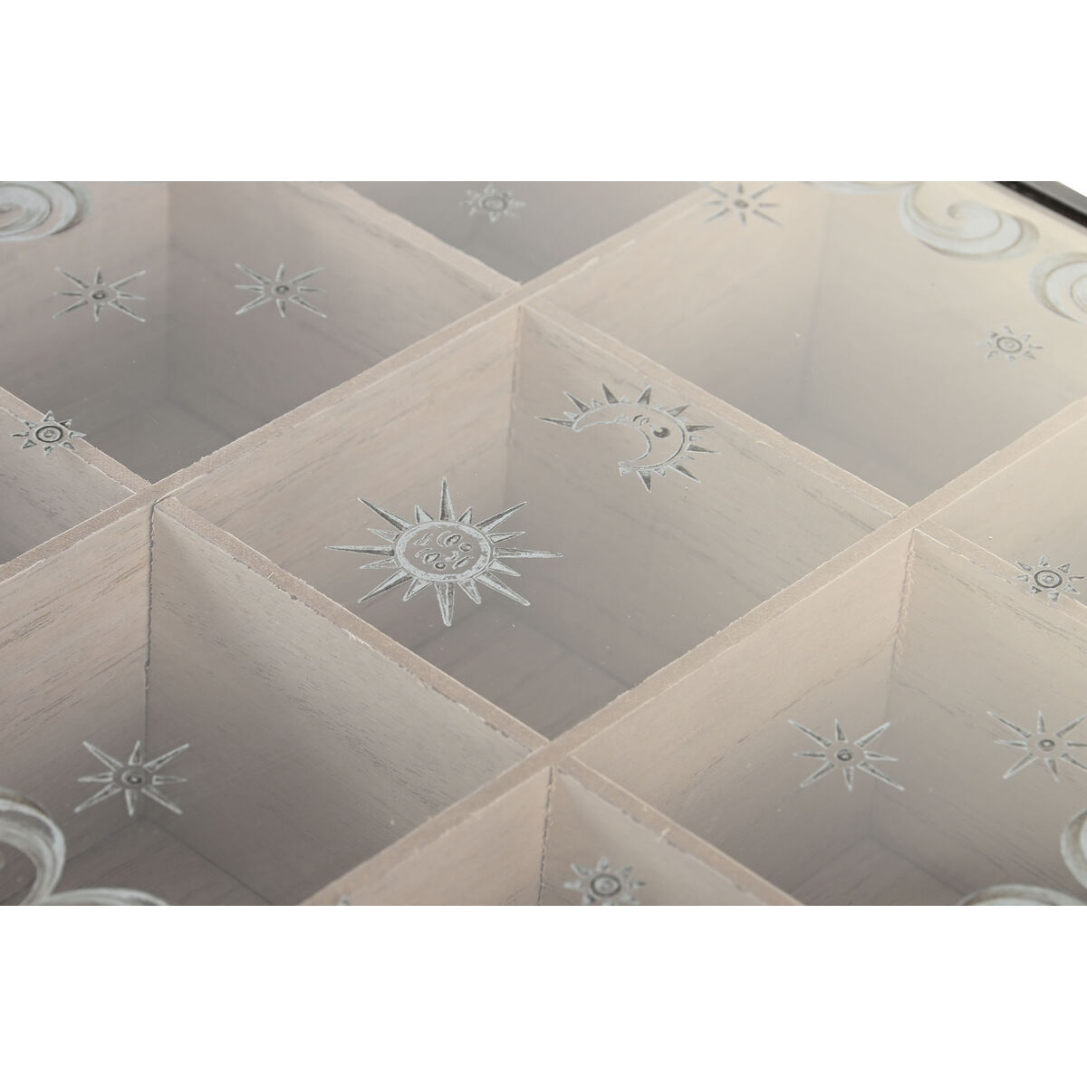 Box for Infusions DKD Home Decor Blue White Black Natural Metal Crystal MDF Wood 24 x 24 x 6,5 cm (2 Units)