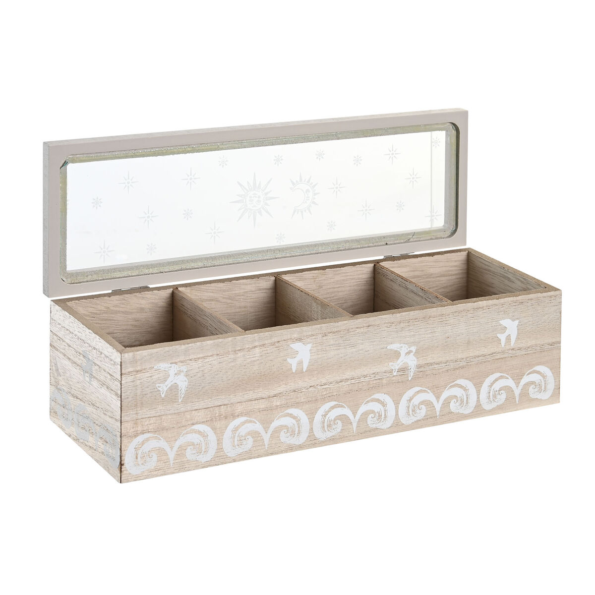 Box for Infusions DKD Home Decor Crystal Blue White MDF Wood (30 x 9 x 8 cm) (2 Units)