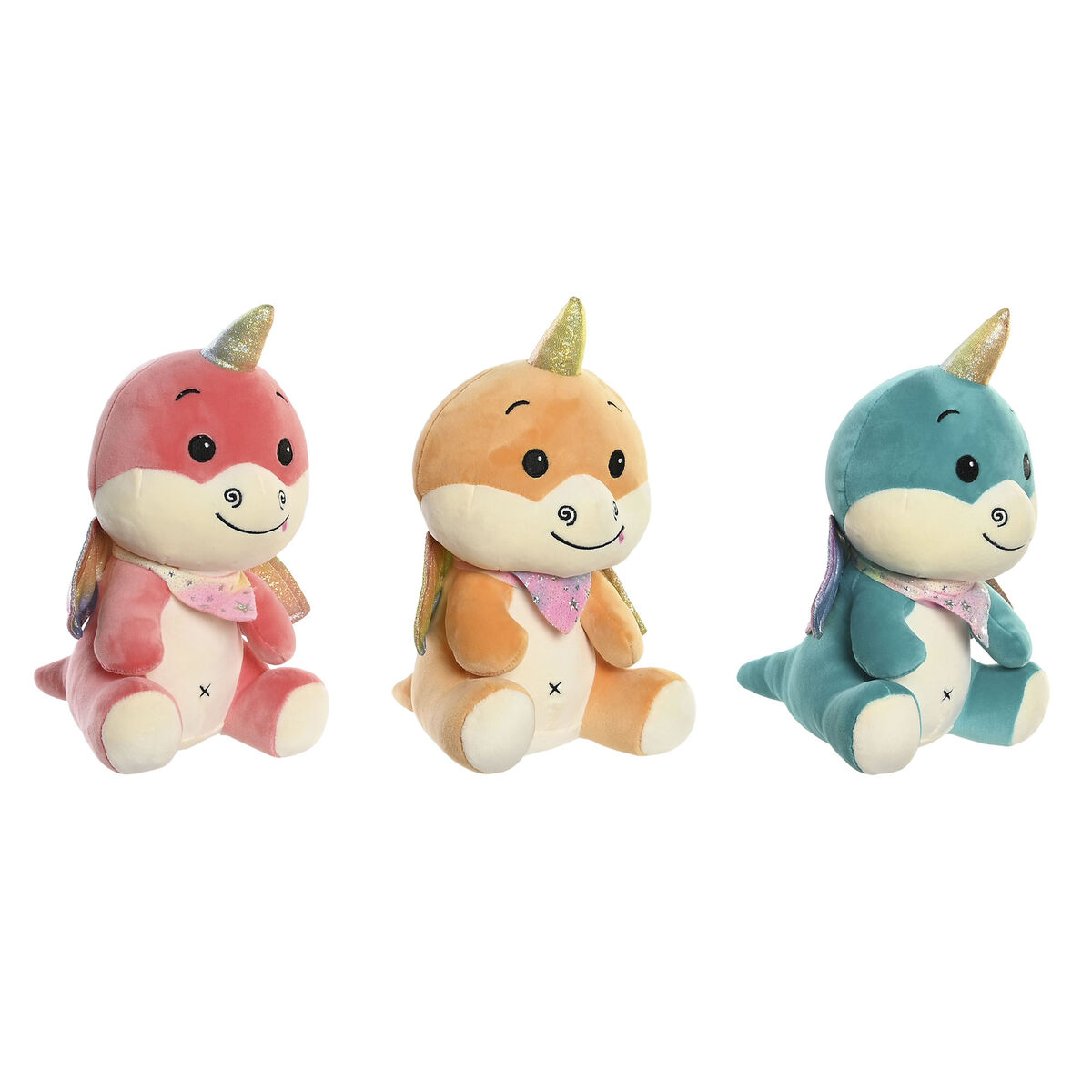 Fluffy toy DKD Home Decor Yellow Orange Mint Polyester Children’s 19 x 20 x 28 cm (3 Units)