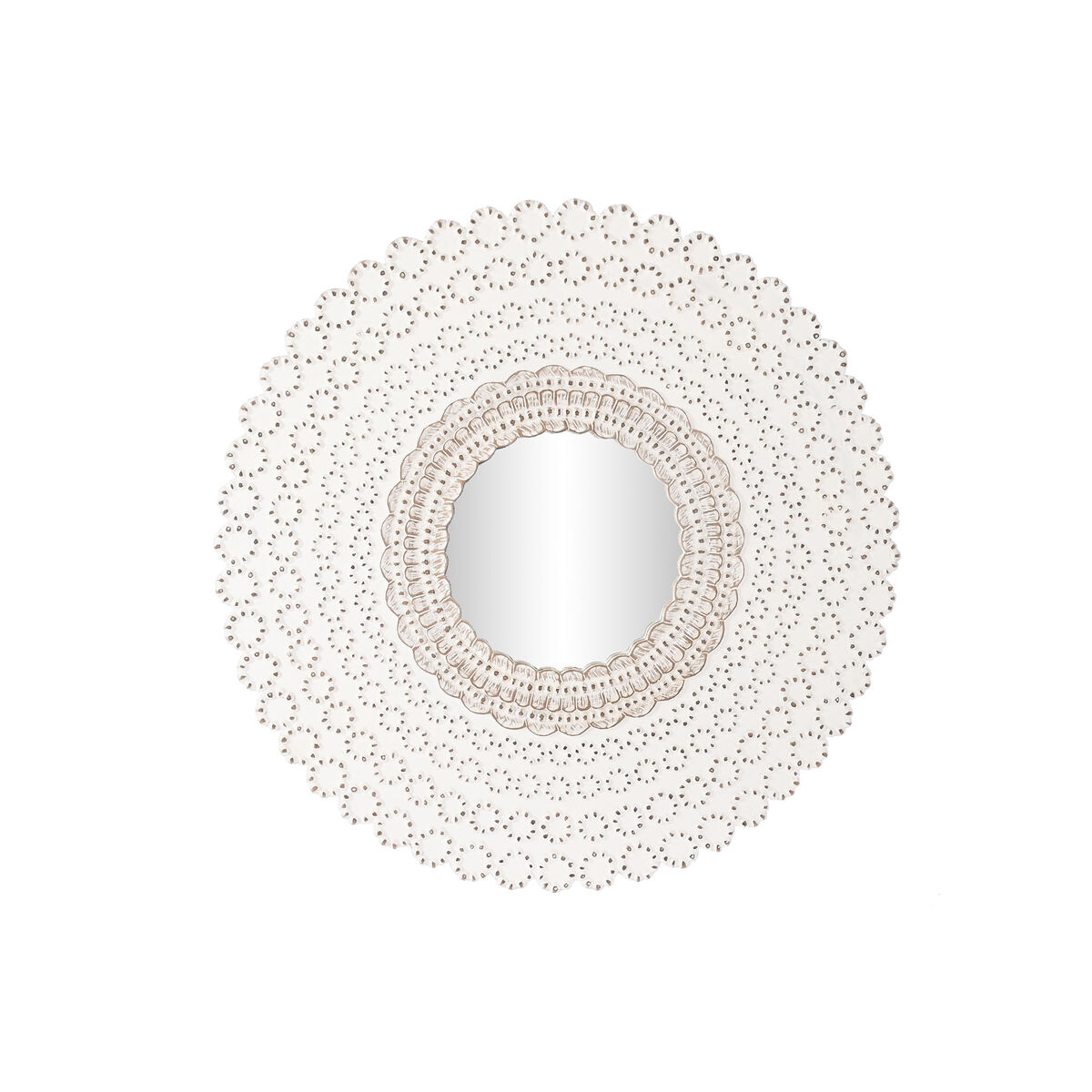 Wall mirror DKD Home Decor White Natural Indian Man Stripped 120 x 2,5 x 120 cm