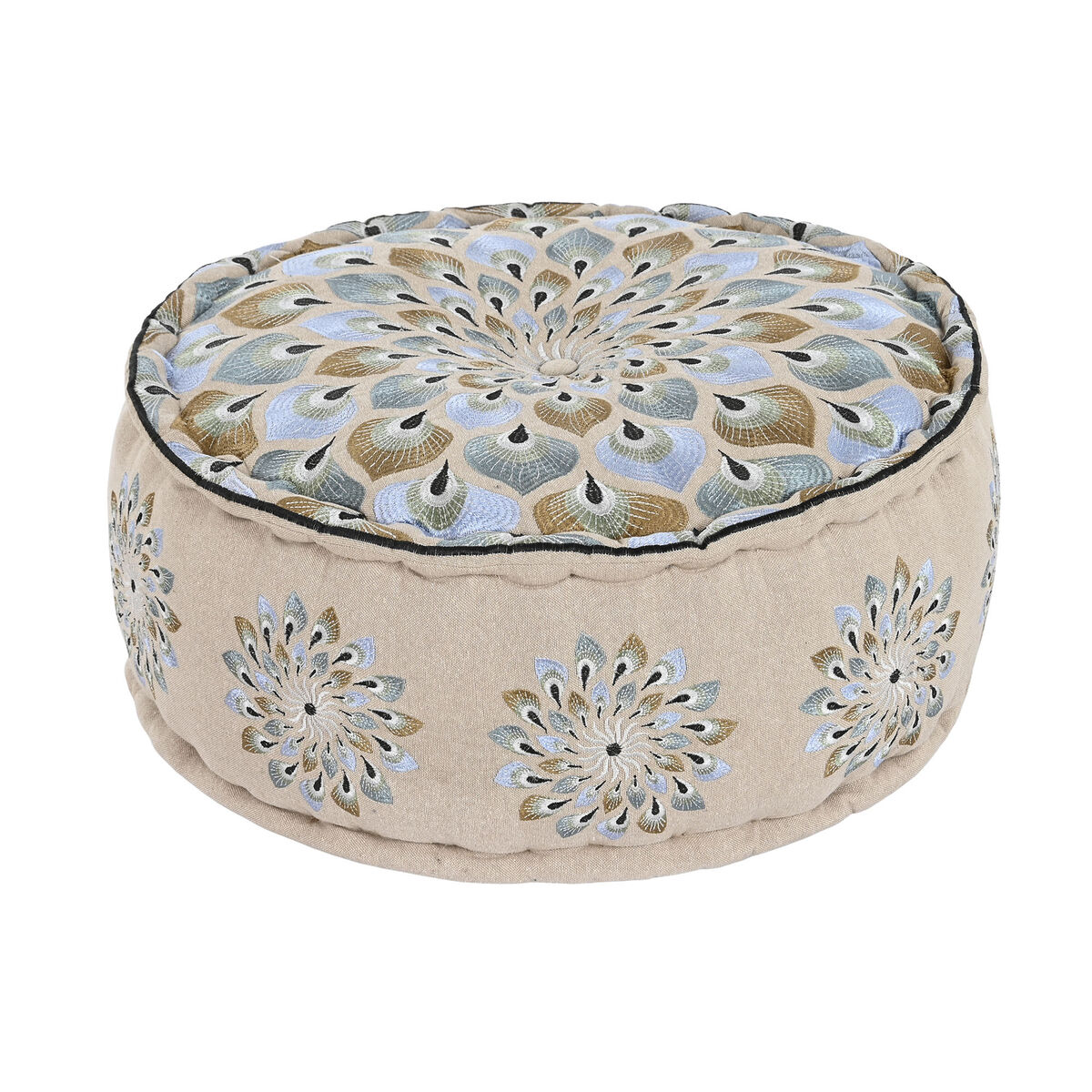 Pouffe DKD Home Decor Blue Beige Pouffe DKD Home Decor Blue Beige