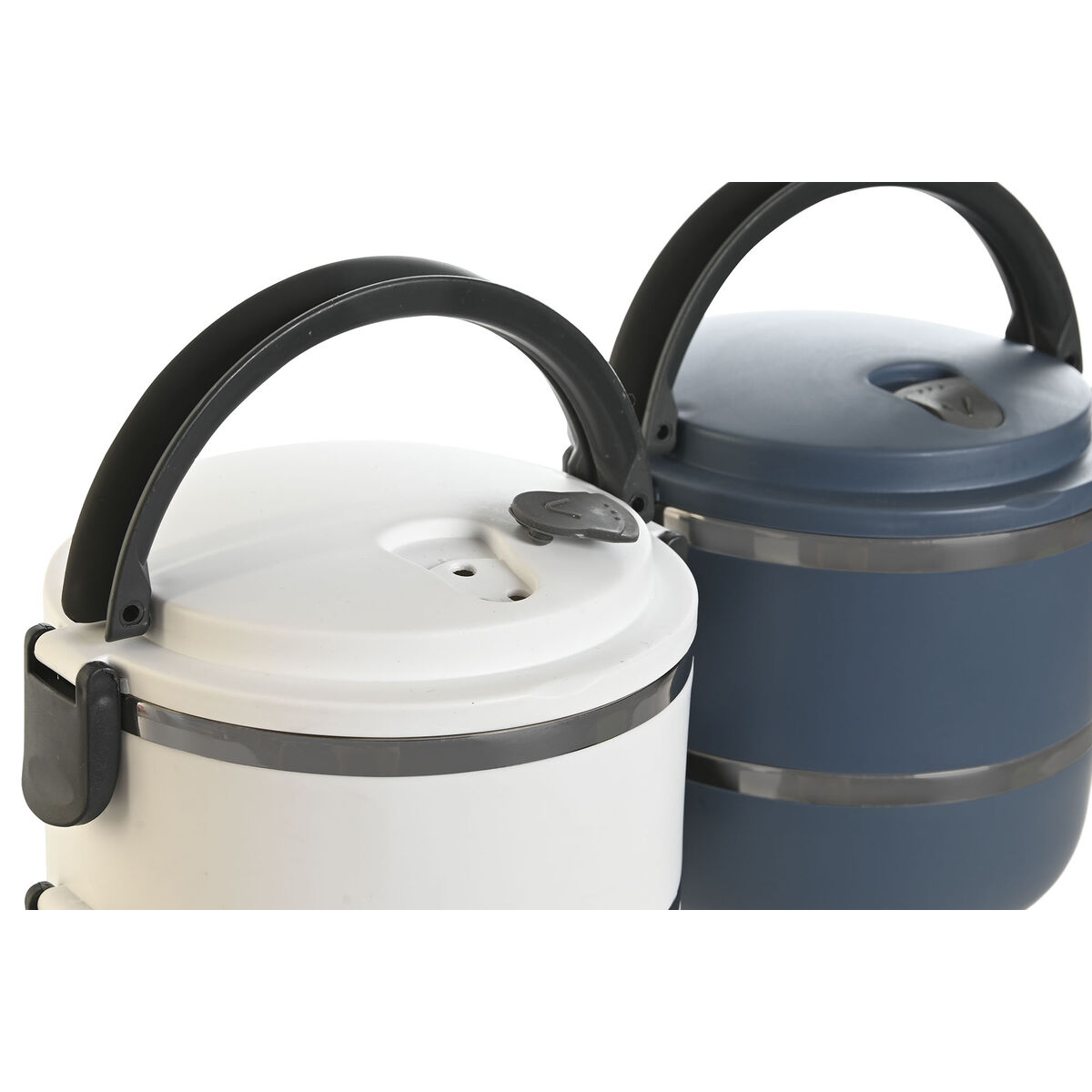 Lunch box DKD Home Decor Blue White Dark grey Stainless steel polypropylene 1,5 L (2 Units)