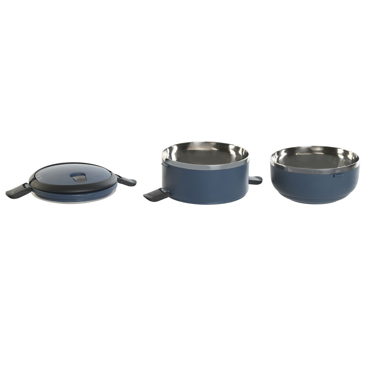 Lunch box DKD Home Decor Blue White Dark grey Stainless steel polypropylene 1,5 L (2 Units)