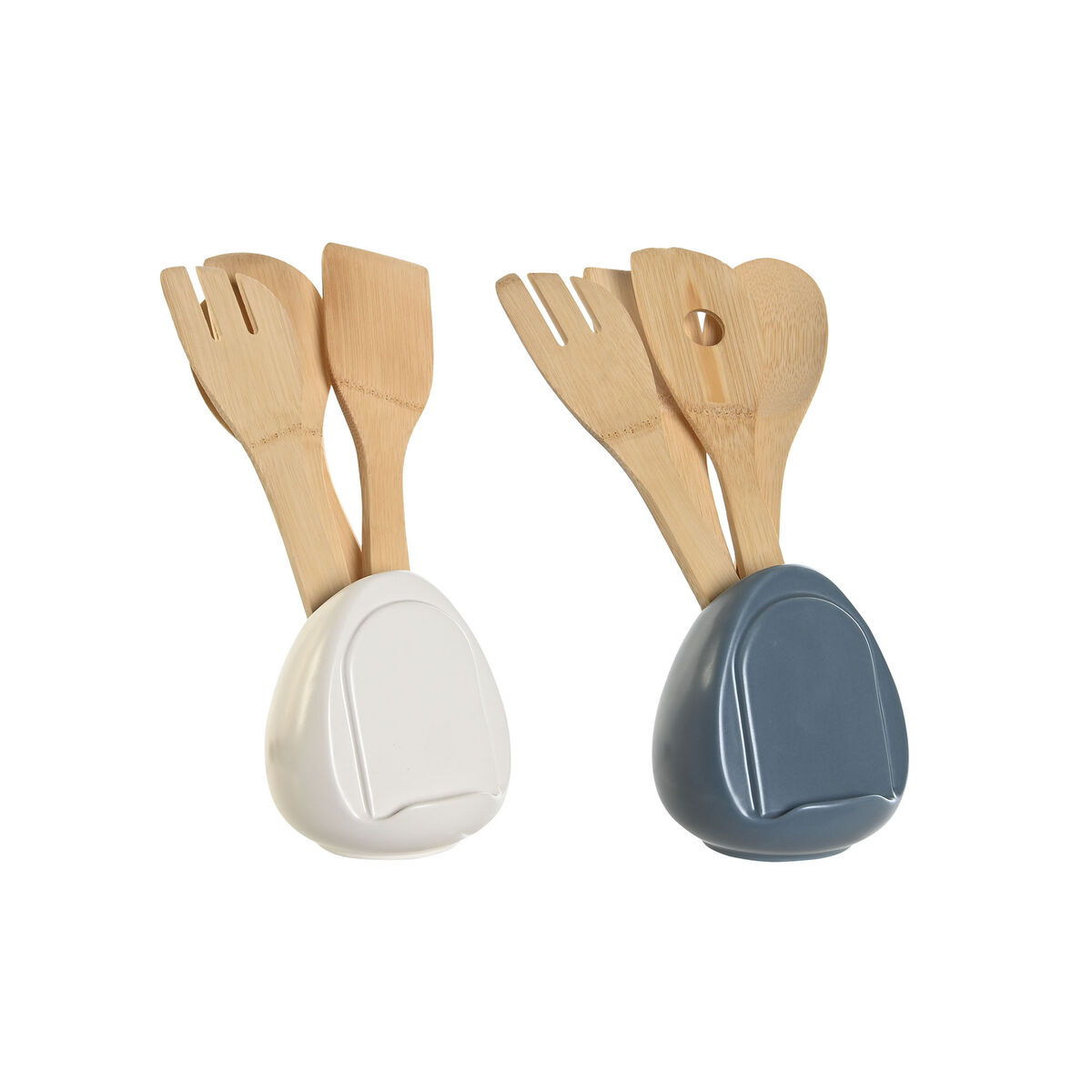 Pot for Kitchen Utensils DKD Home Decor Dolomite 12 x 12 x 13 cm 6 x 1 x 30 cm (2 Units)