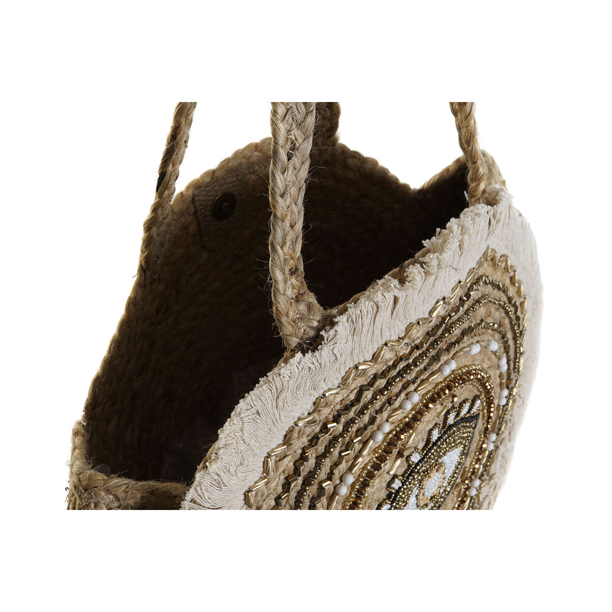 Women’s Handbag DKD Home Decor Black Beige Natural 36 x 12 x 36 cm (2 Units)