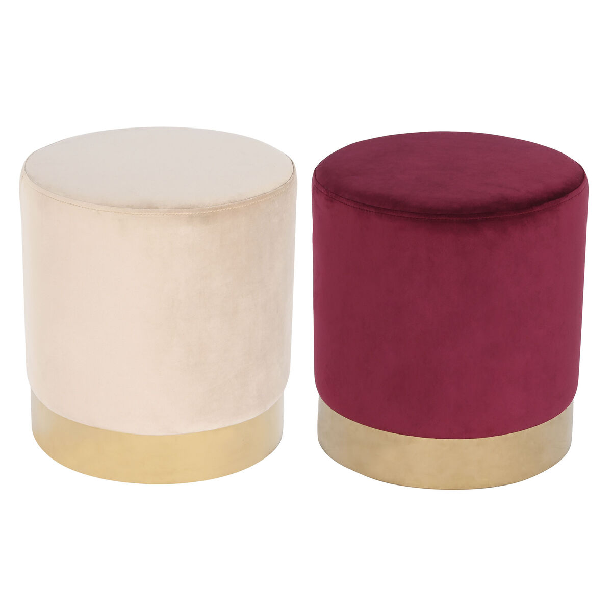 Footrest DKD Home Decor Beige Burgundy Velvet 40 x 40 x 42 cm (2 Units) Footrest DKD Home Decor Beige Burgundy Velvet 40 x 40 x 42 cm (2 Units)