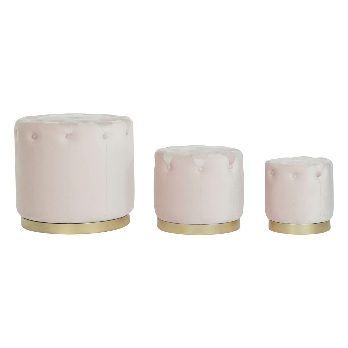 Footrest DKD Home Decor Pink Golden MDF Wood Velvet 60 x 60 x 54 cm (3 Units) Footrest DKD Home Decor Pink Golden MDF Wood Velvet 60 x 60 x 54 cm (3 Units)