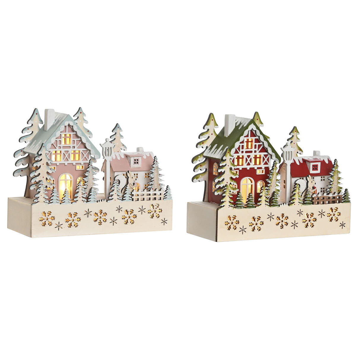 Christmas bauble DKD Home Decor Red Pink 21 x 9,5 x 19 cm (2 Units)
