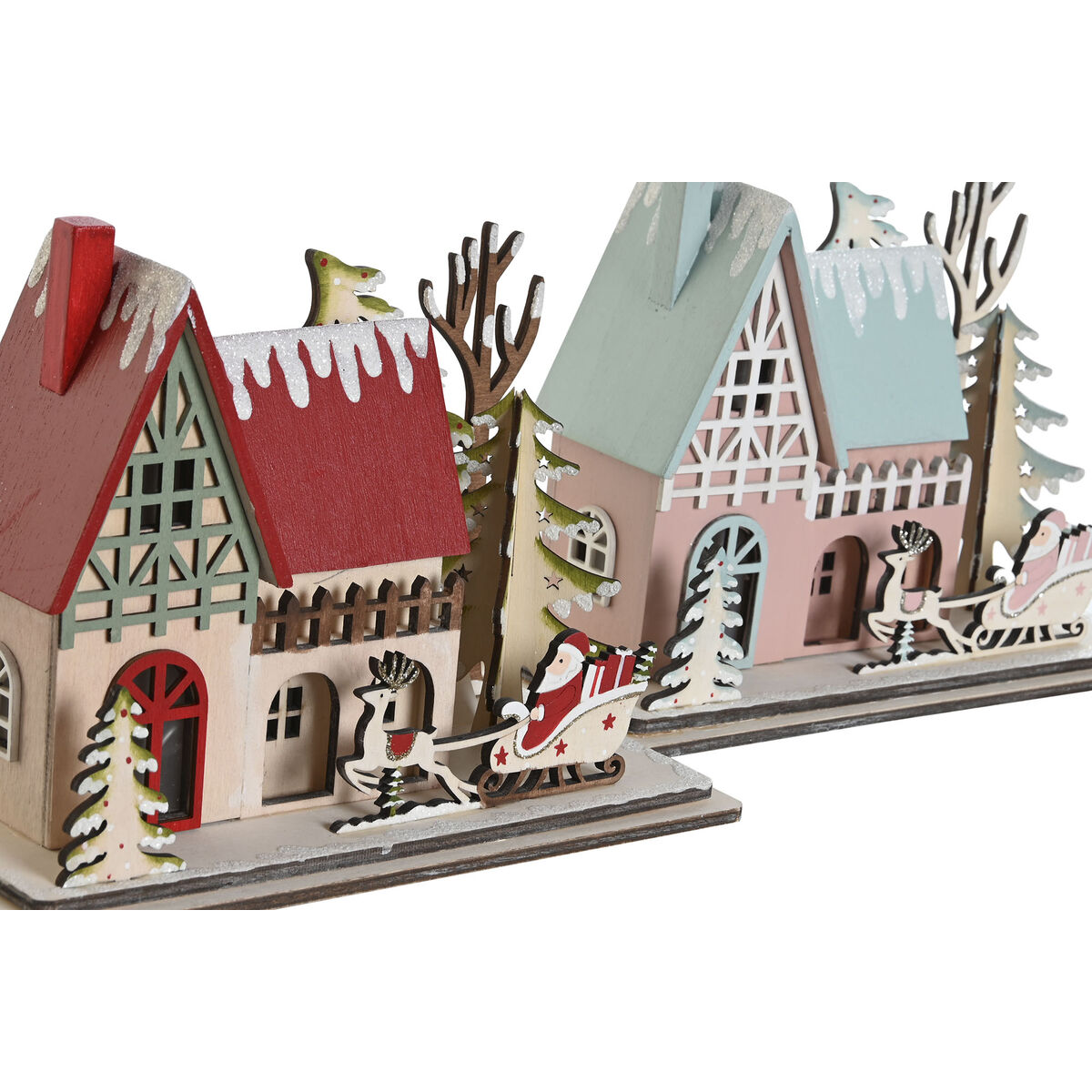 Christmas bauble DKD Home Decor Red Light Pink 23,5 x 11 x 20,5 cm (2 Units)