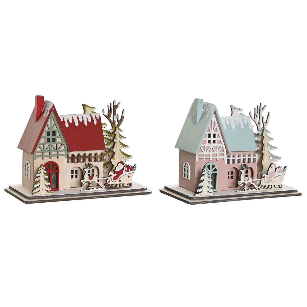 Christmas bauble DKD Home Decor Red Light Pink 23,5 x 11 x 20,5 cm (2 Units)