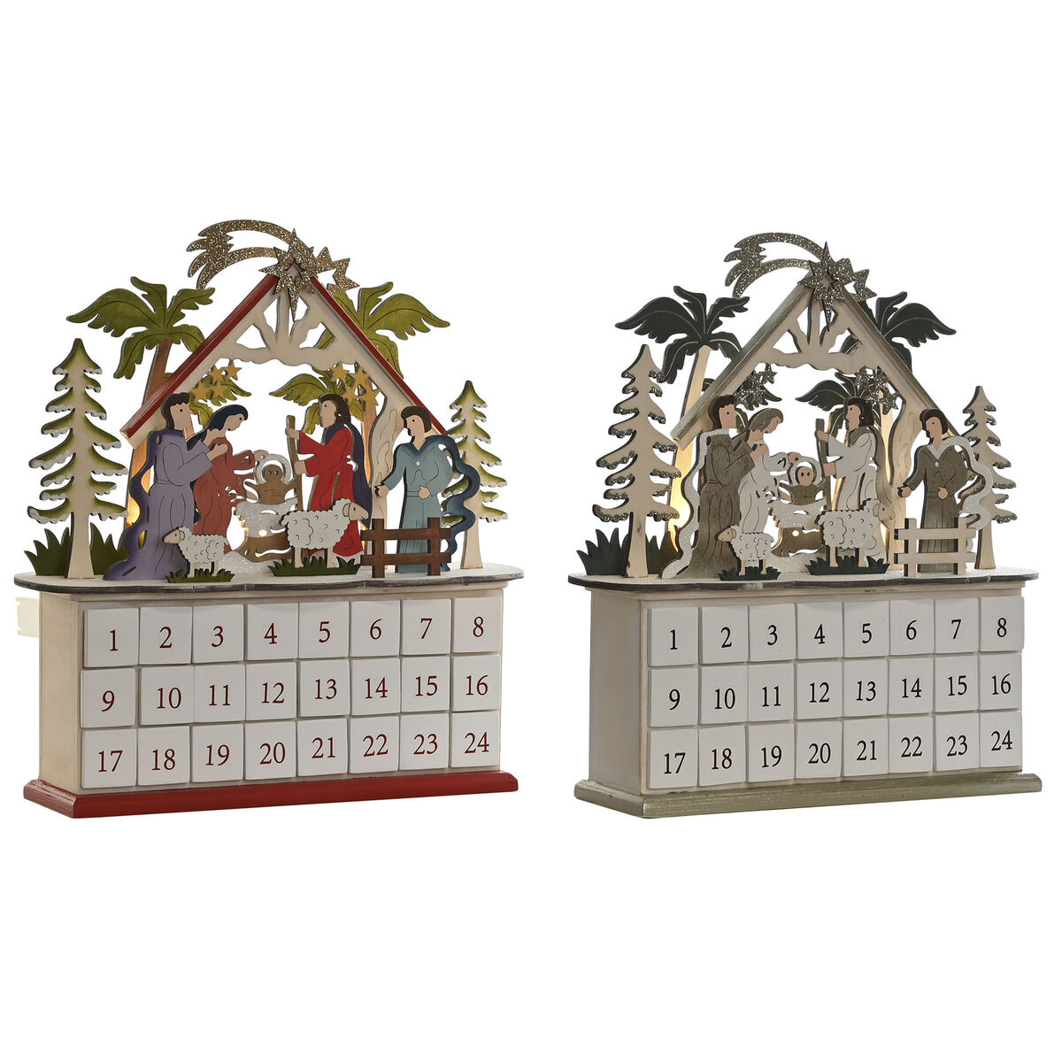 Advent Calendar DKD Home Decor Wood 34 x 8,5 x 36,5 cm (2 Units)