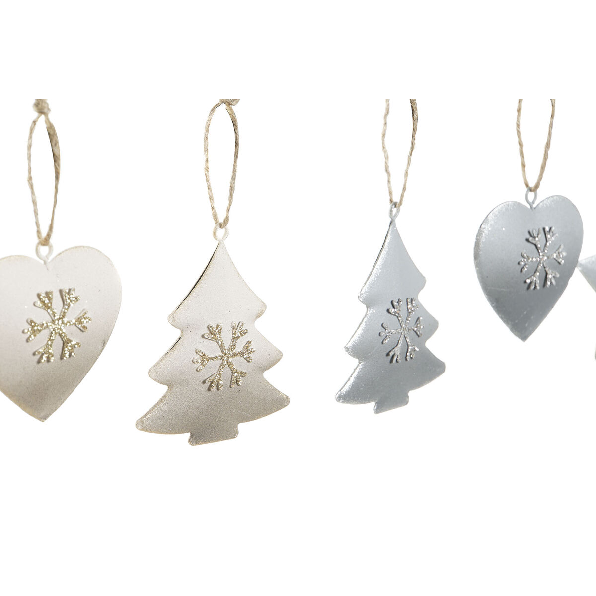 Hanging decoration DKD Home Decor White Grey Metal 7 x 2 x 7 cm (6 Pieces) (2 Units)