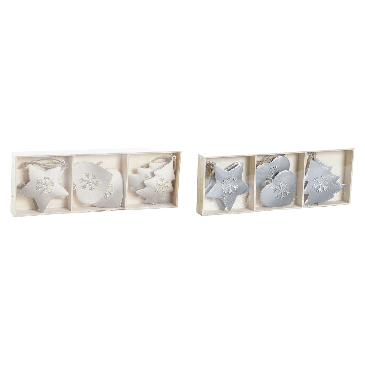 Hanging decoration DKD Home Decor White Grey Metal 7 x 2 x 7 cm (6 Pieces) (2 Units)
