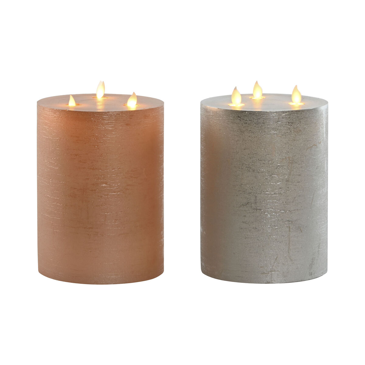 LED Candle DKD Home Decor Golden Silver 15 x 15 x 20 cm (AA) (2 Units)