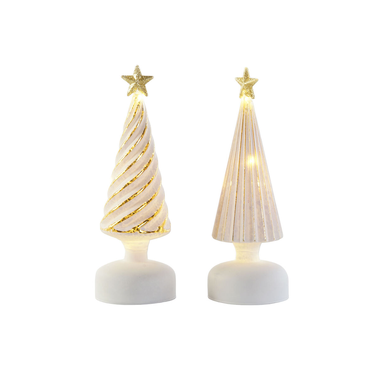 Christmas bauble DKD Home Decor White Golden 9 x 9 x 25 cm (2 Units)