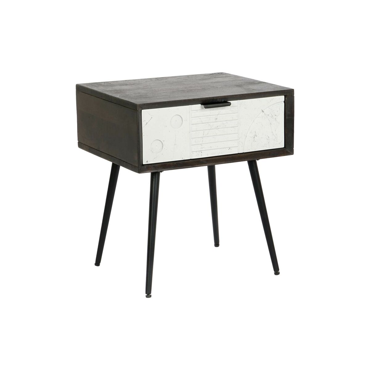 Nightstand DKD Home Decor 45 x 38 x 50 cm Black Metal White Mango wood Wengue Nightstand DKD Home Decor 45 x 38 x 50 cm Black Metal White Mango wood Wengue