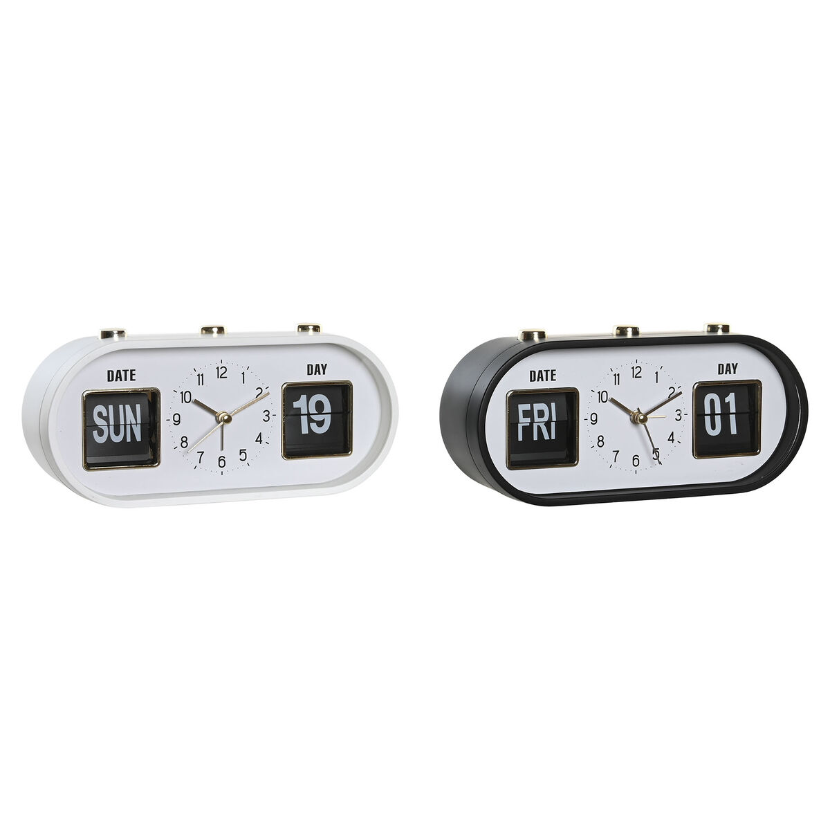 Alarm Clock DKD Home Decor 20 x 6 x 9,5 cm Black White PVC (2 Units) Alarm Clock DKD Home Decor 20 x 6 x 9,5 cm Black White PVC (2 Units)