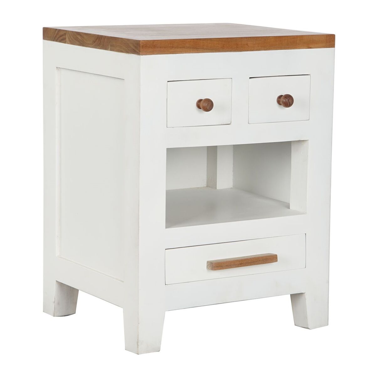 Nightstand DKD Home Decor White Brown Acacia Mango wood 45 x 40 x 60 cm Nightstand DKD Home Decor White Brown Acacia Mango wood 45 x 40 x 60 cm