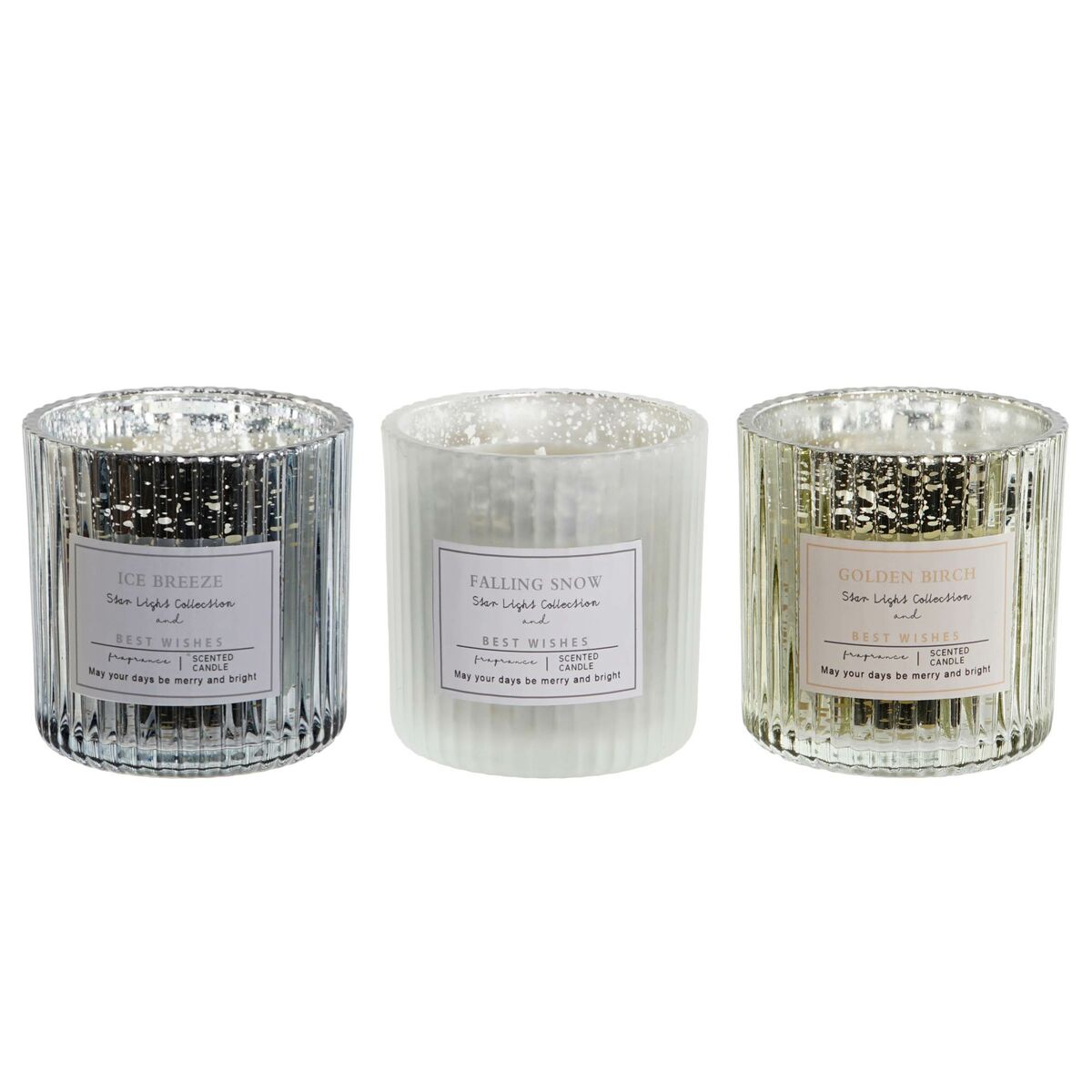 Candle DKD Home Decor White Golden Silver 8,8 x 8,8 x 9 cm (3 Units) Candle DKD Home Decor White Golden Silver 8,8 x 8,8 x 9 cm (3 Units)