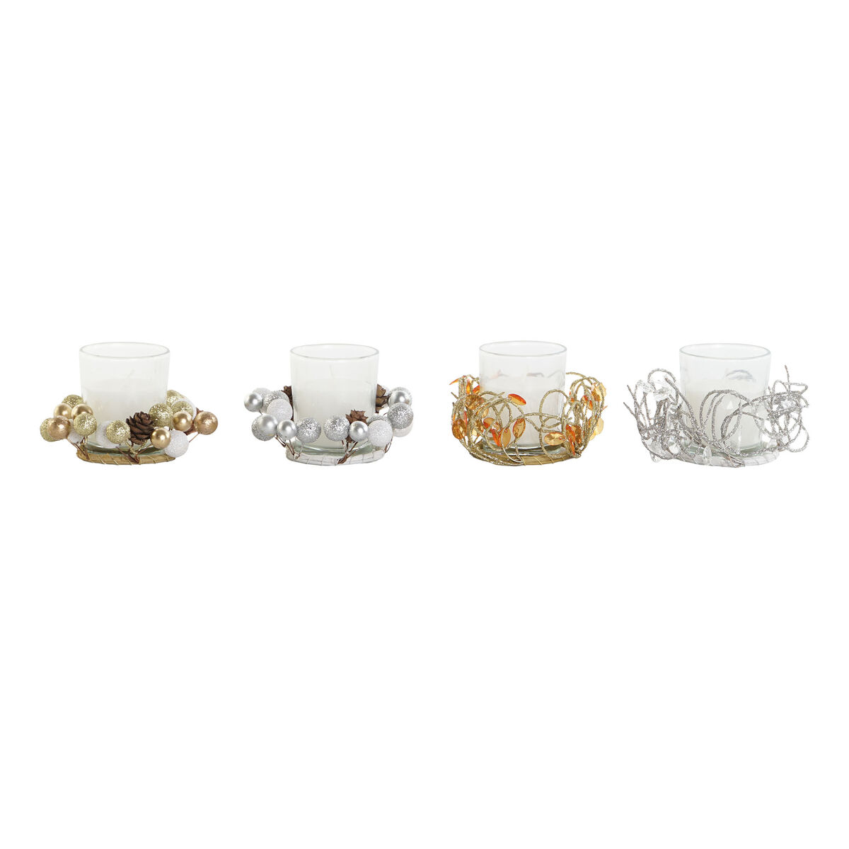 Candle DKD Home Decor Golden Silver Christmas 10.5 x 10.5 x 7 cm 10,5 x 10,5 x 7 cm (4 Units)