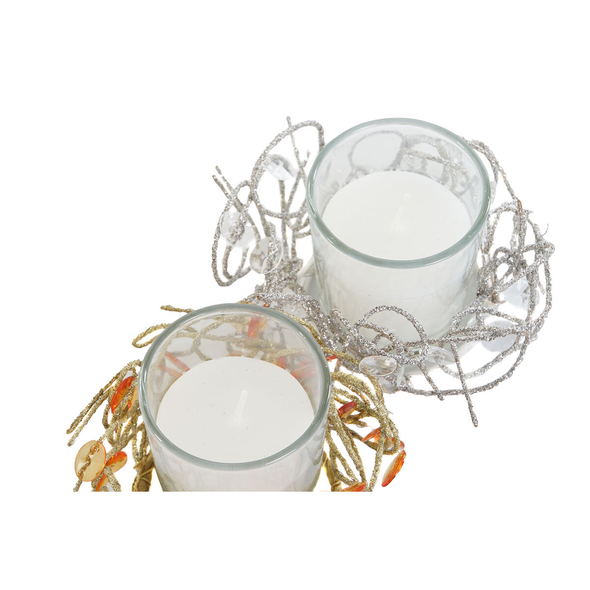 Candle DKD Home Decor Golden Silver Christmas 10.5 x 10.5 x 7 cm 10,5 x 10,5 x 7 cm (4 Units)