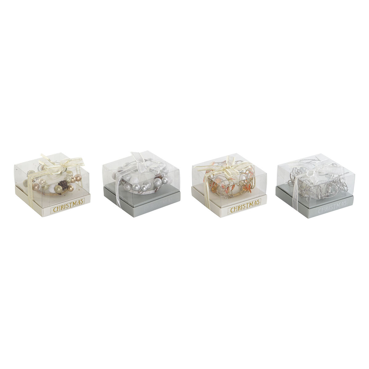 Candle DKD Home Decor Golden Silver Christmas 10.5 x 10.5 x 7 cm 10,5 x 10,5 x 7 cm (4 Units)