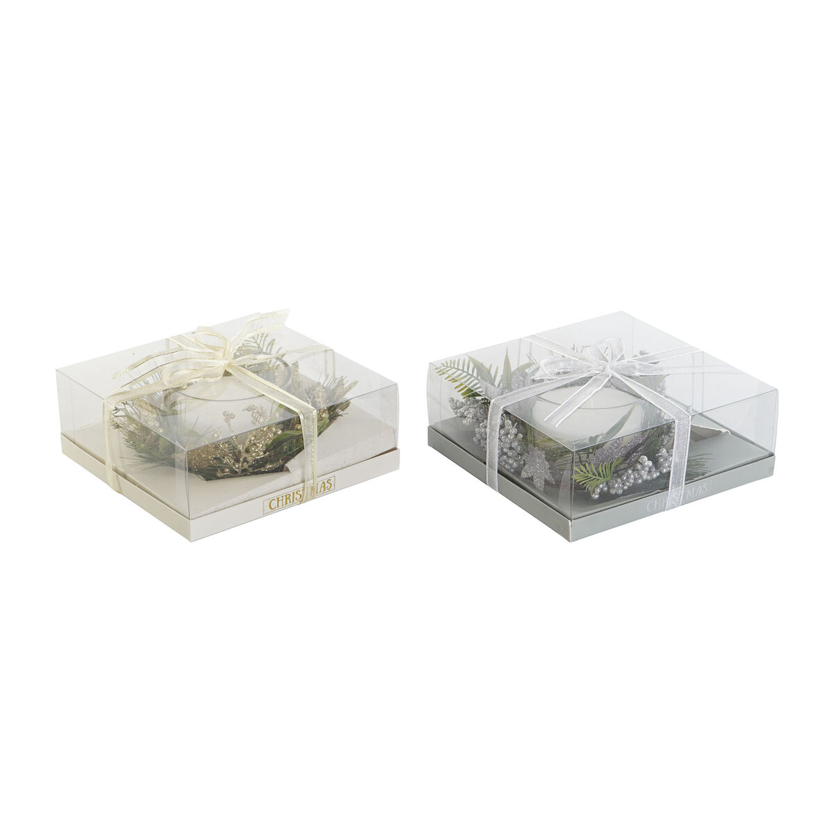 Candle DKD Home Decor Golden Silver Christmas 21,5 x 21,5 x 8,5 cm (2 Units)