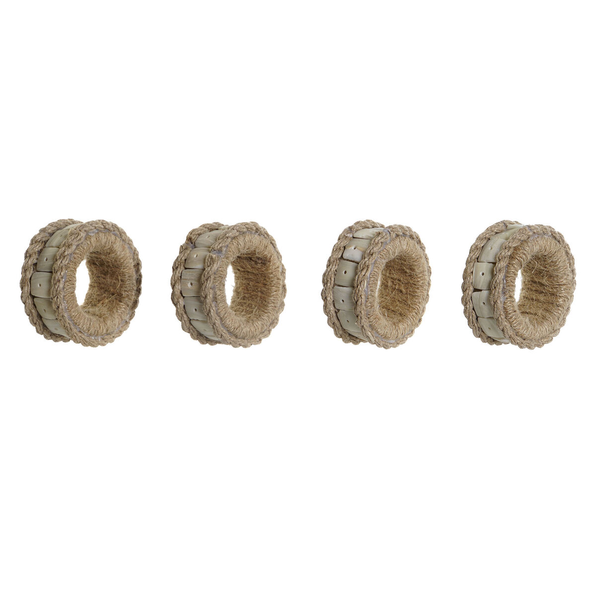 Napkin ring DKD Home Decor Natural Jute Resin Aluminium 6 x 3 x 6 cm 4 Pieces Napkin ring DKD Home Decor Natural Jute Resin Aluminium 6 x 3 x 6 cm 4 Pieces