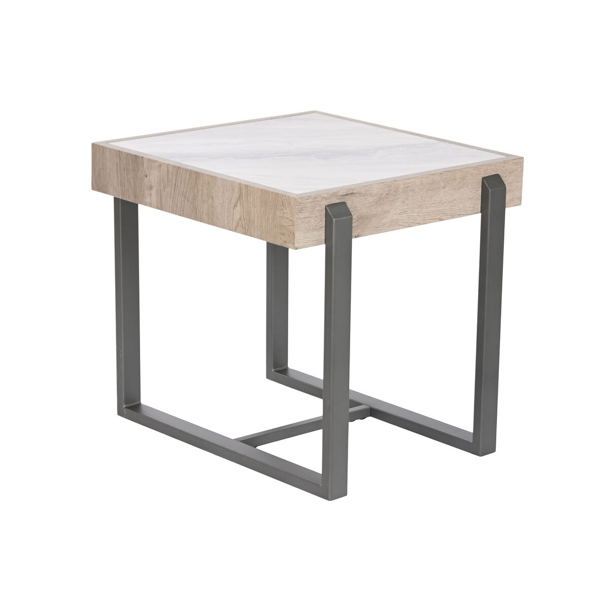Side table Home ESPRIT White Grey Natural Metal 50 x 50 x 50 cm Side table Home ESPRIT White Grey Natural Metal 50 x 50 x 50 cm