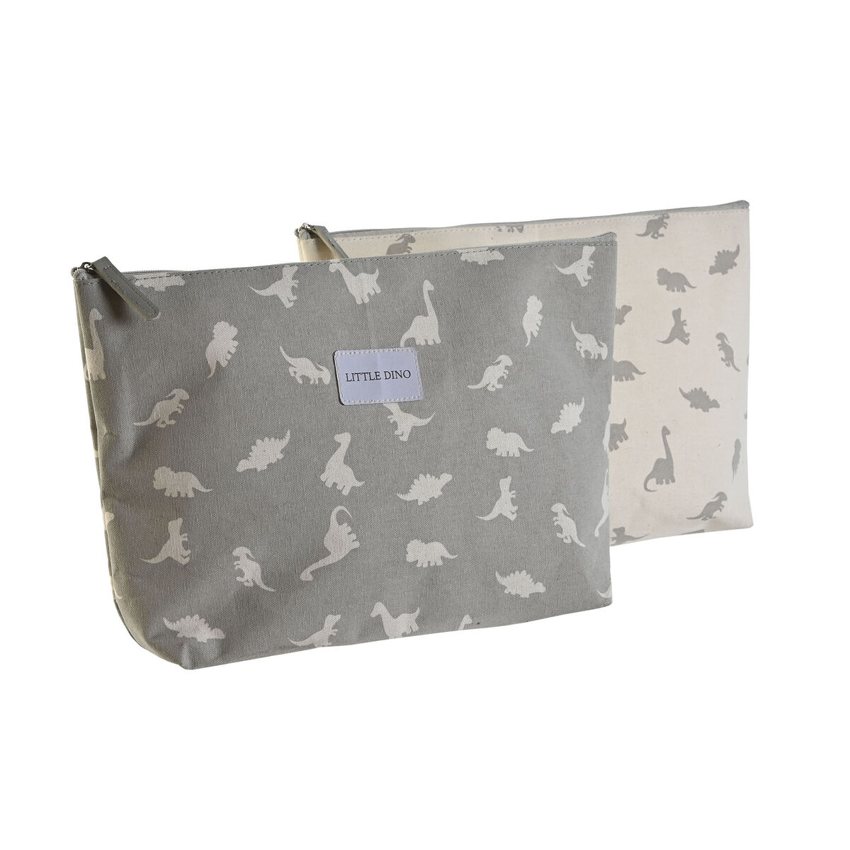 Travel Vanity Case DKD Home Decor White Grey Cotton 33 x 8 x 21 cm (2 Units)