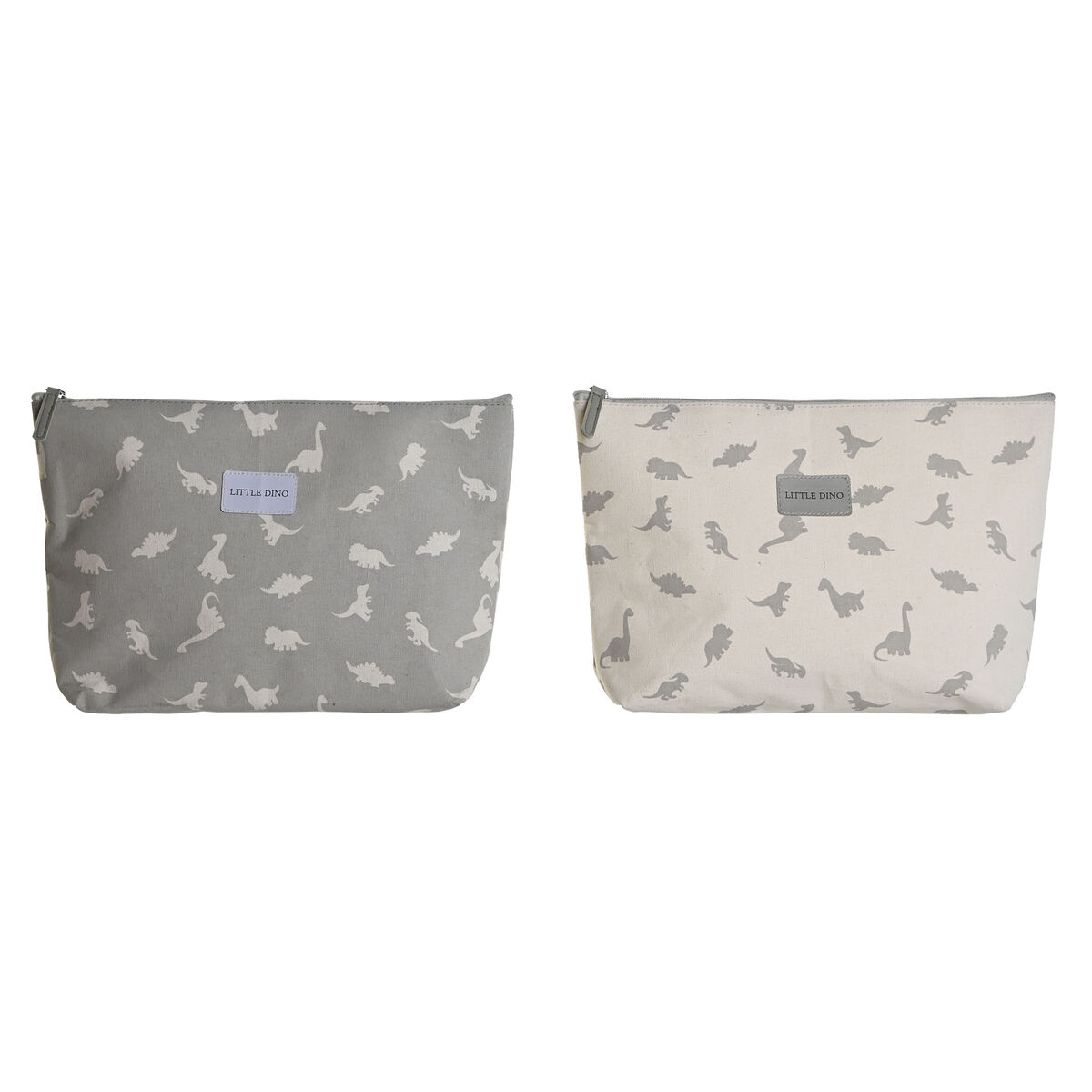 Travel Vanity Case DKD Home Decor White Grey Cotton 33 x 8 x 21 cm (2 Units)