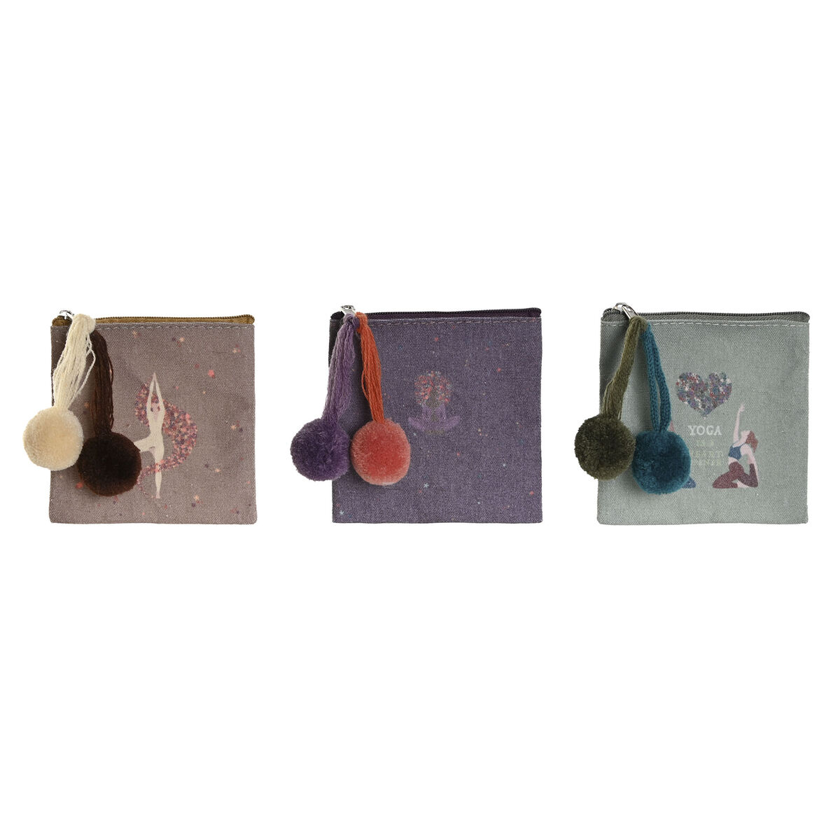 Purse DKD Home Decor Brown Green Burgundy Yoga (3 Units) Purse DKD Home Decor Brown Green Burgundy Yoga (3 Units)