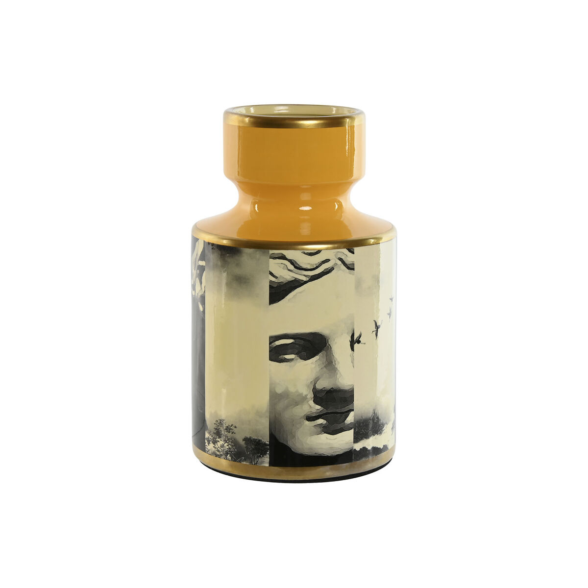 Vase Home ESPRIT Yellow Black Golden Porcelain 14 x 14 x 24,5 cm Vase Home ESPRIT Yellow Black Golden Porcelain 14 x 14 x 24,5 cm
