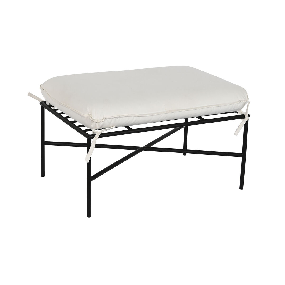Footrest Home ESPRIT White Black Metal Urban 75 x 50 x 45 cm Footrest Home ESPRIT White Black Metal Urban 75 x 50 x 45 cm