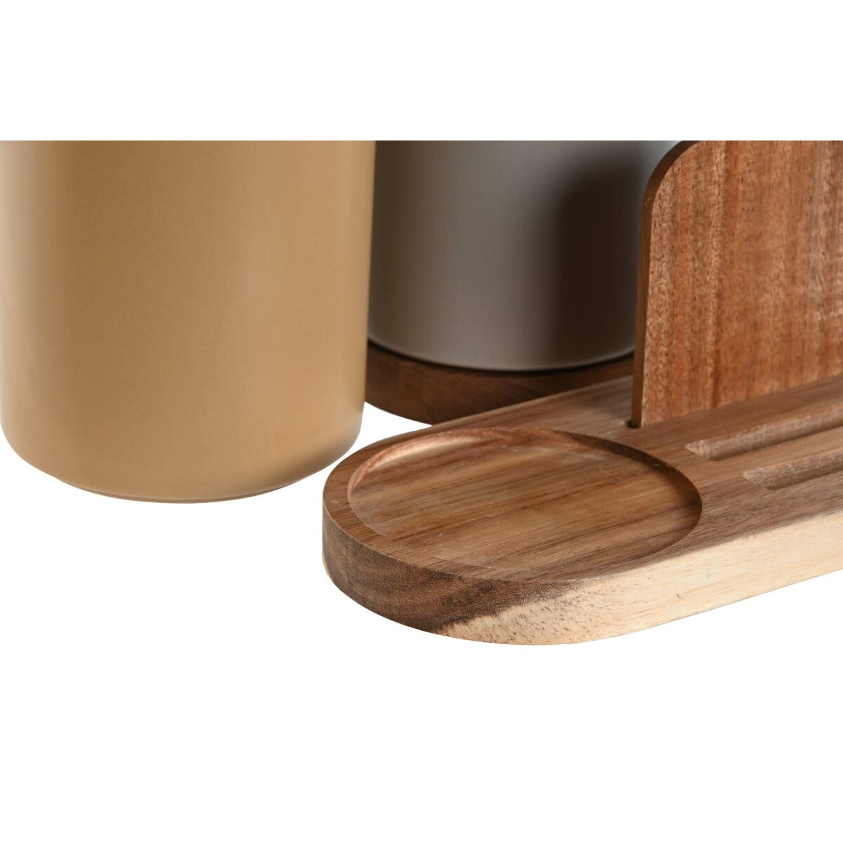 Pot for Kitchen Utensils Home ESPRIT Acacia Dolomite 20 x 9,5 x 18,5 cm (2 Units)
