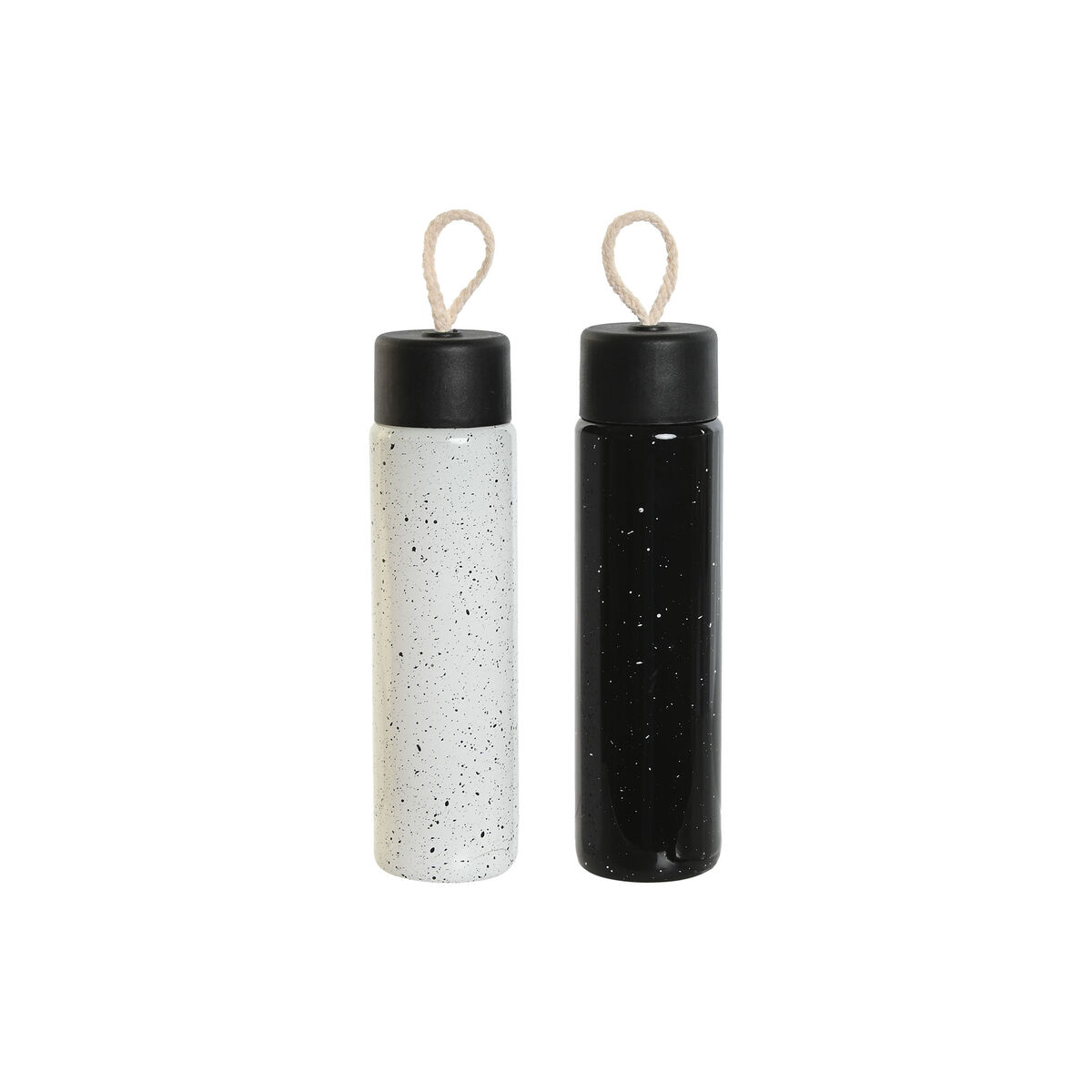 Thermal Bottle Home ESPRIT White Black 350 ml (2 Units)