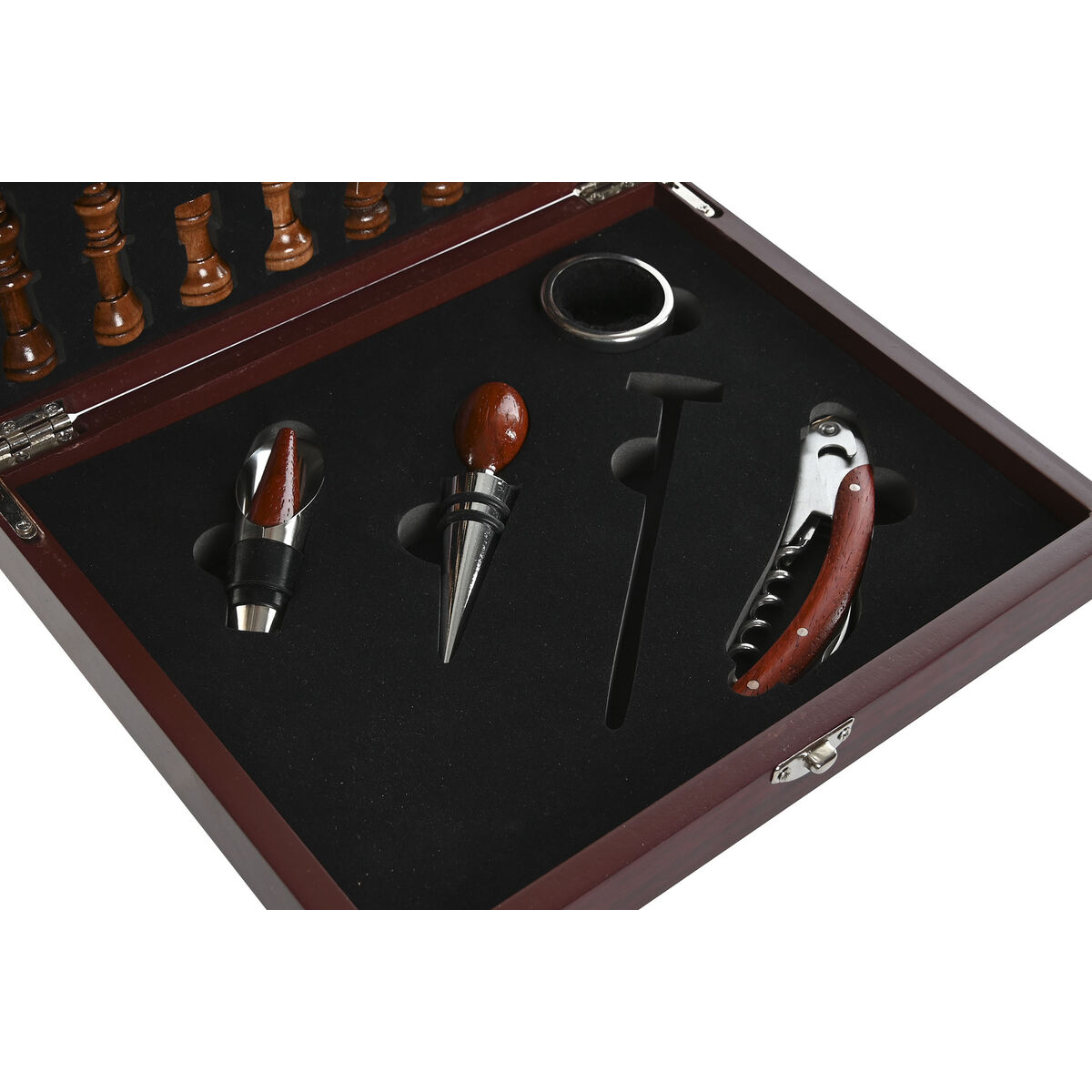 Set of Wine Accessories Home ESPRIT Brown MDF Wood 24 x 19 x 5 cm