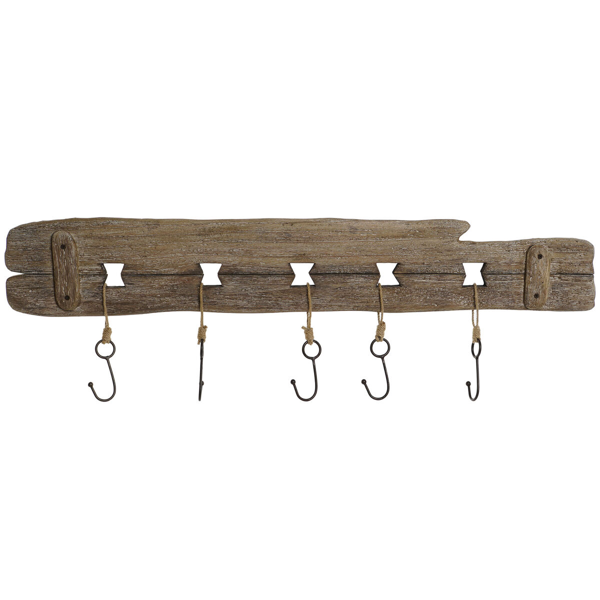 Wall mounted coat hanger Home ESPRIT Natural Metal Paolownia wood 99 x 3 x 31 cm Wall mounted coat hanger Home ESPRIT Natural Metal Paolownia wood 99 x 3 x 31 cm