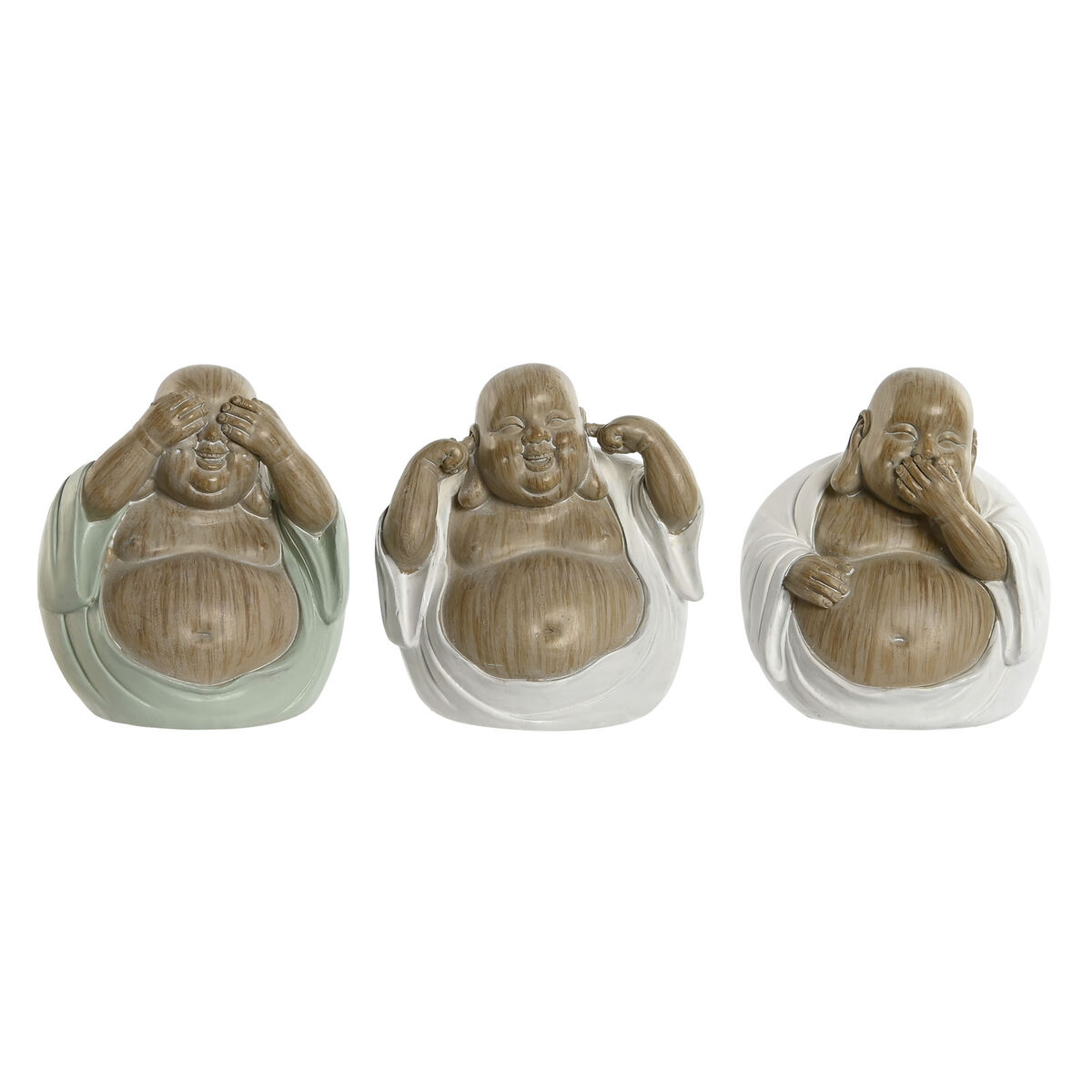 Decorative Figure Home ESPRIT White Green Buddha Oriental 10 x 9 x 10,5 cm (3 Units) Decorative Figure Home ESPRIT White Green Buddha Oriental 10 x 9 x 10,5 cm (3 Units)