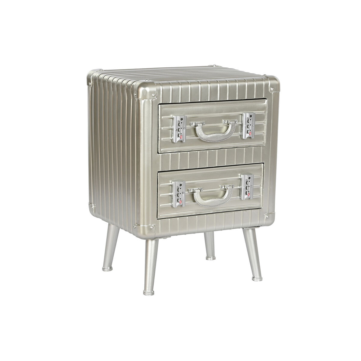 Nightstand Home ESPRIT Silver Metal MDF Wood 46 x 39 x 63 cm Nightstand Home ESPRIT Silver Metal MDF Wood 46 x 39 x 63 cm