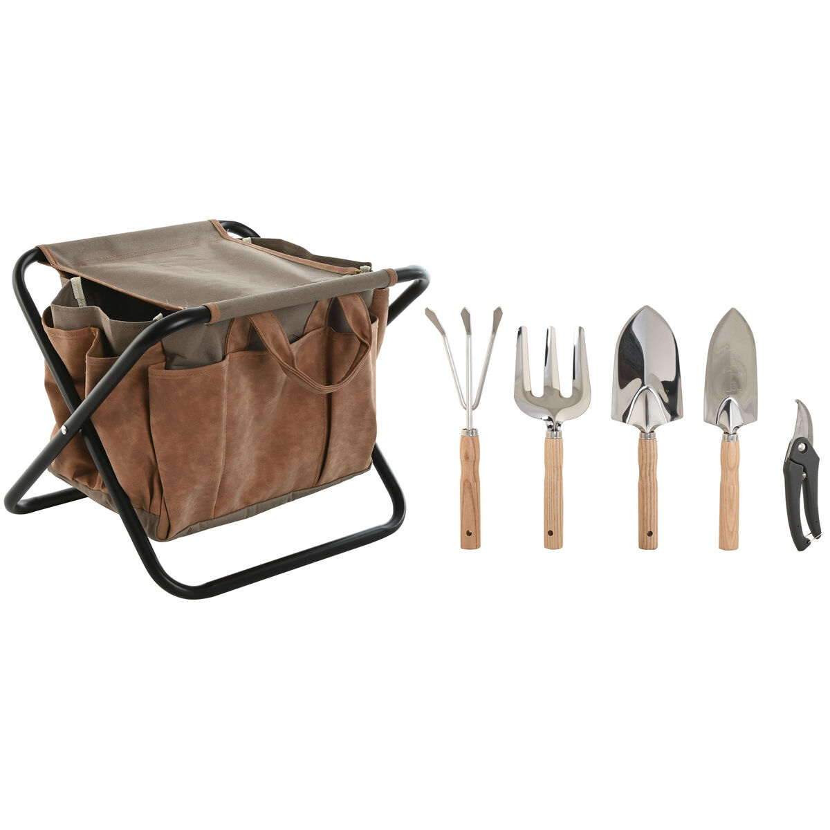Garden tool kit Home ESPRIT Brown Polyester Aluminium 7 Pieces Garden tool kit Home ESPRIT Brown Polyester Aluminium 7 Pieces