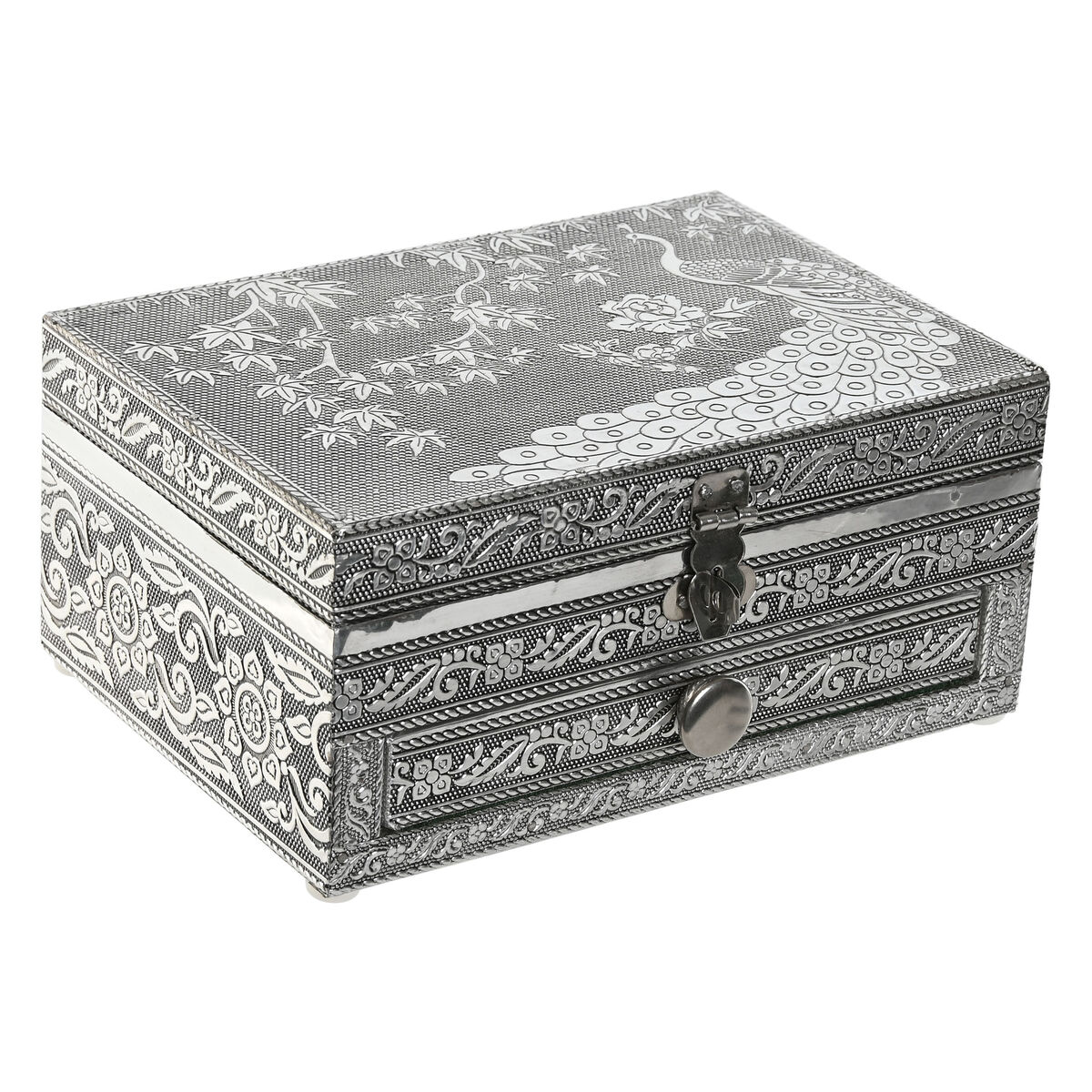 Jewelry box Home ESPRIT Green Silver Wood Aluminium 17,5 x 12,5 x 8,5 cm Jewelry box Home ESPRIT Green Silver Wood Aluminium 17,5 x 12,5 x 8,5 cm