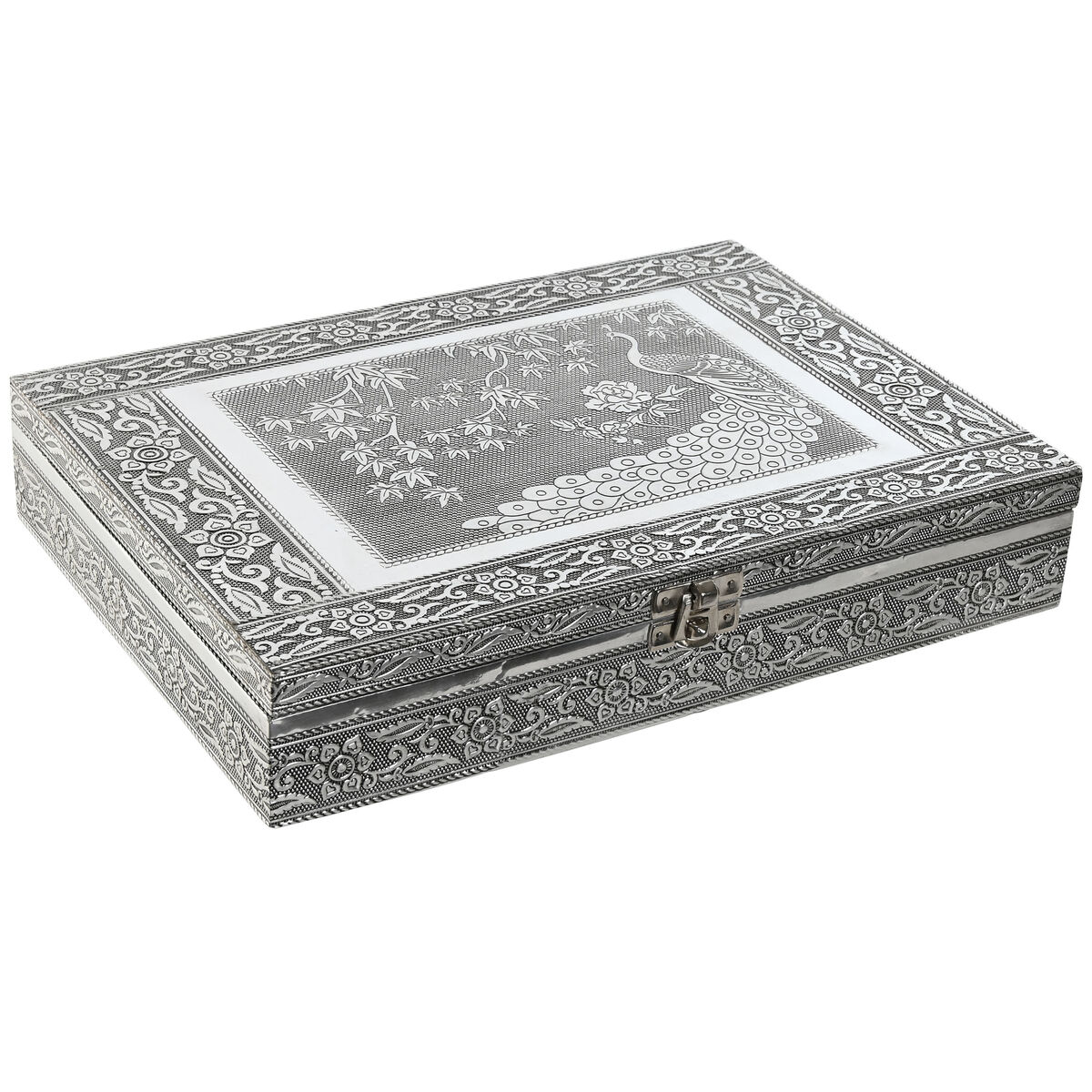 Jewelry box Home ESPRIT Green Silver Wood Aluminium 27,5 x 20 x 5,4 cm Jewelry box Home ESPRIT Green Silver Wood Aluminium 27,5 x 20 x 5,4 cm