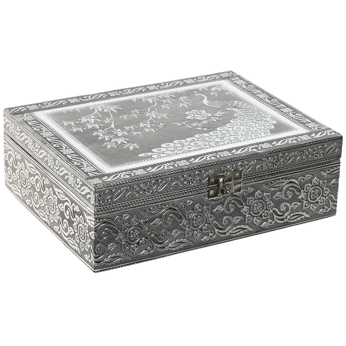 Jewelry box Home ESPRIT Green Silver Wood Aluminium 22,5 x 17,5 x 7,6 cm Jewelry box Home ESPRIT Green Silver Wood Aluminium 22,5 x 17,5 x 7,6 cm