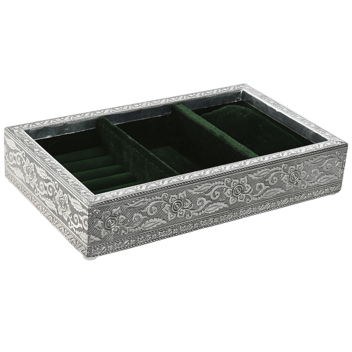 Jewelry box Home ESPRIT Green Silver Wood Aluminium 25 x 15 x 5 cm Jewelry box Home ESPRIT Green Silver Wood Aluminium 25 x 15 x 5 cm