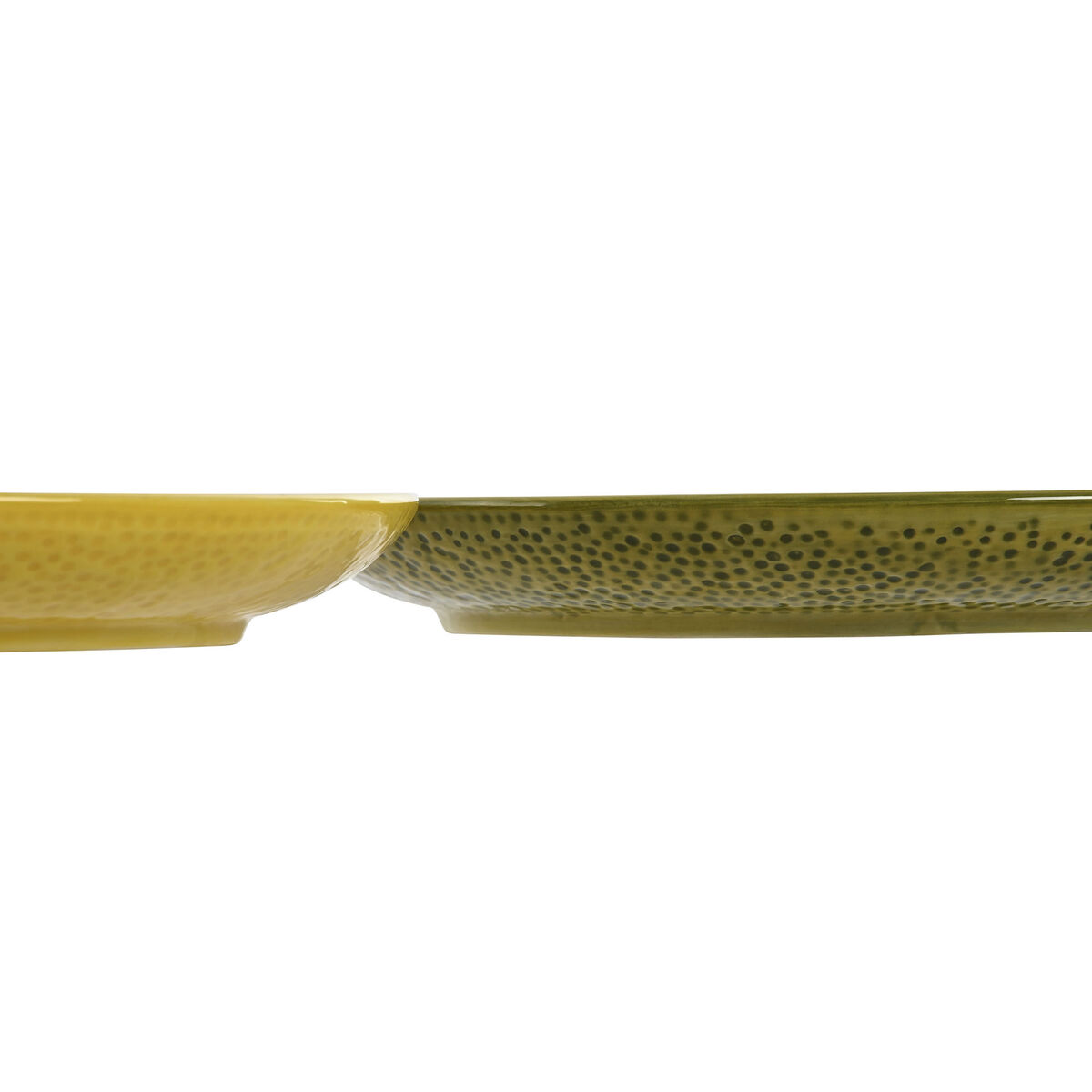 Flat Plate Home ESPRIT Yellow Green Stoneware Lemon 22,5 x 22,5 x 2,5 cm (2 Units)